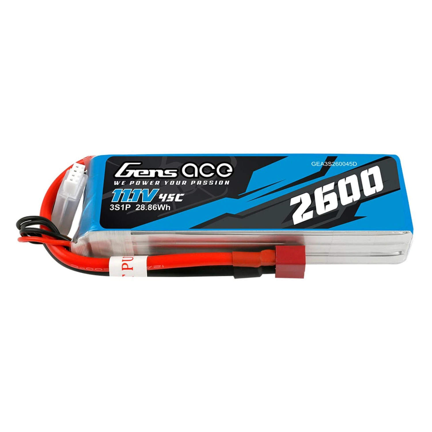 Gens Ace 11.1V 2600mAh 3S 45C LiPo Battery: Deans 3 Gens Ace 11.1V 2600mAh 3S 45C LiPo Battery: Deans